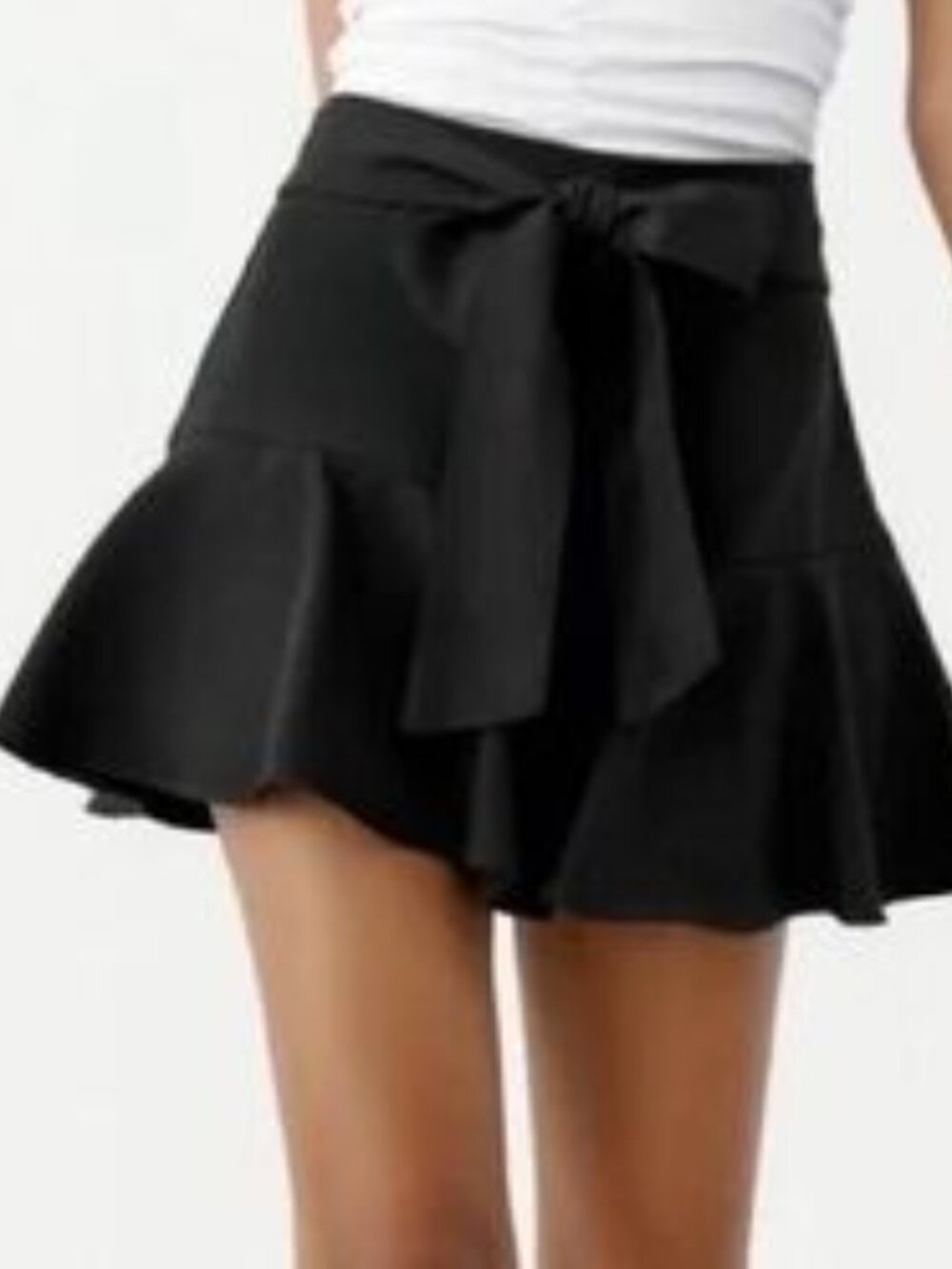 Black Mini Skort with Bow Detail